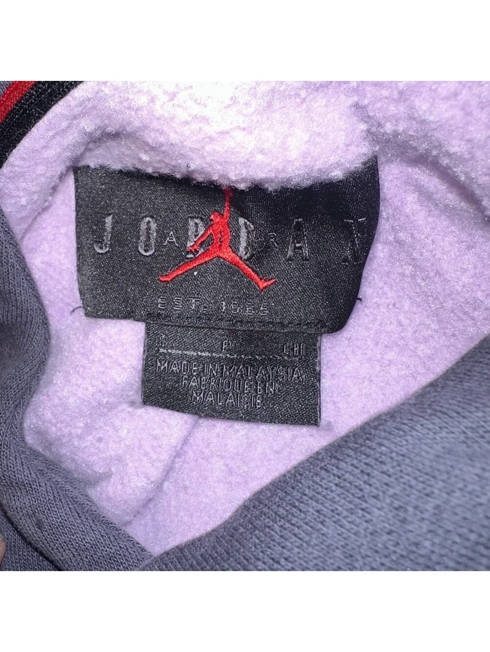 Air Jordan Men's Jumpman Colorblock Fleece Pullover Hoodie Purple Grey Size S